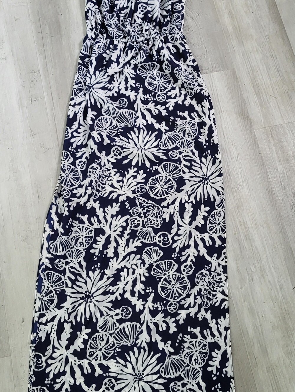 Lilly Pulitzer Emmett Strapless Maxi Dress Navy White Size S small
